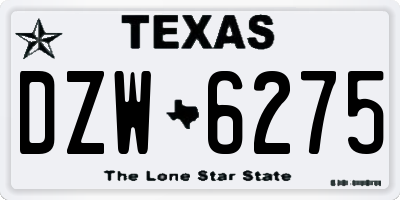 TX license plate DZW6275
