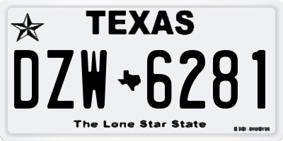 TX license plate DZW6281