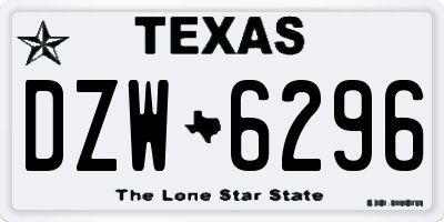 TX license plate DZW6296
