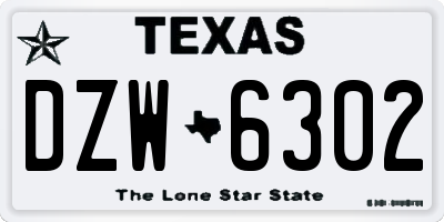 TX license plate DZW6302