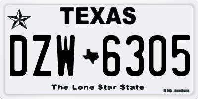 TX license plate DZW6305