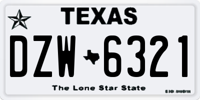 TX license plate DZW6321