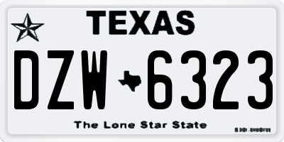 TX license plate DZW6323