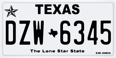 TX license plate DZW6345