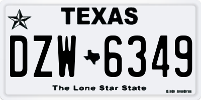 TX license plate DZW6349