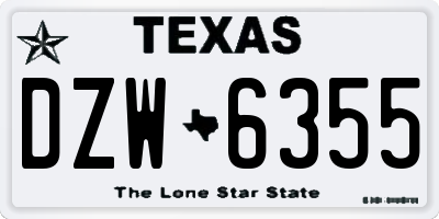 TX license plate DZW6355
