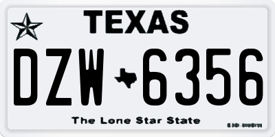 TX license plate DZW6356