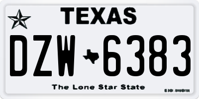 TX license plate DZW6383