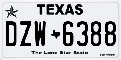 TX license plate DZW6388