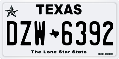 TX license plate DZW6392