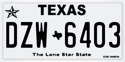 TX license plate DZW6403