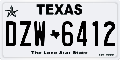 TX license plate DZW6412