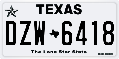 TX license plate DZW6418