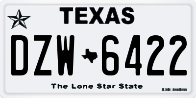 TX license plate DZW6422