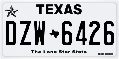 TX license plate DZW6426