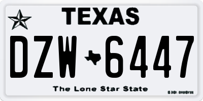 TX license plate DZW6447