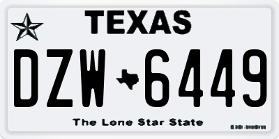 TX license plate DZW6449