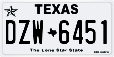 TX license plate DZW6451