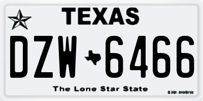 TX license plate DZW6466
