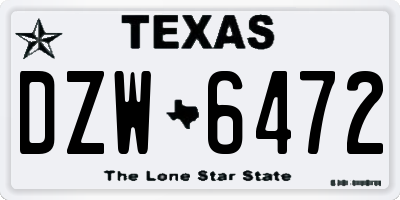 TX license plate DZW6472
