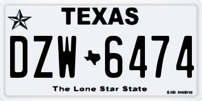 TX license plate DZW6474