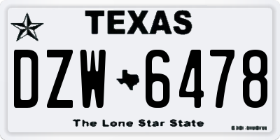 TX license plate DZW6478