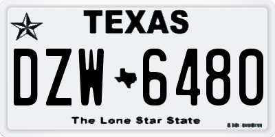 TX license plate DZW6480