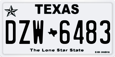 TX license plate DZW6483