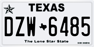 TX license plate DZW6485