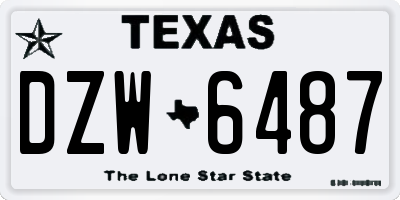 TX license plate DZW6487