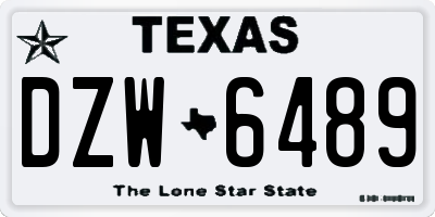 TX license plate DZW6489