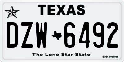 TX license plate DZW6492