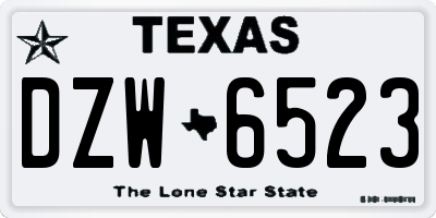 TX license plate DZW6523