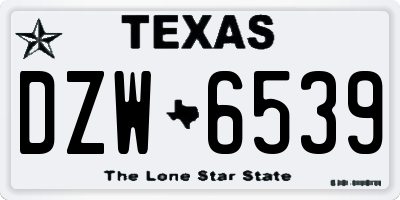 TX license plate DZW6539