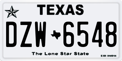 TX license plate DZW6548