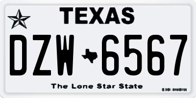 TX license plate DZW6567