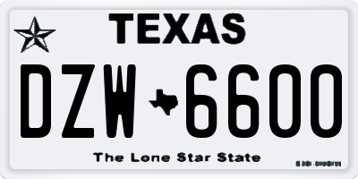 TX license plate DZW6600