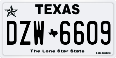 TX license plate DZW6609