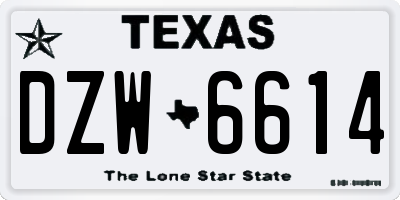 TX license plate DZW6614