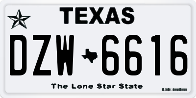 TX license plate DZW6616