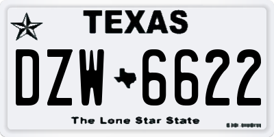 TX license plate DZW6622