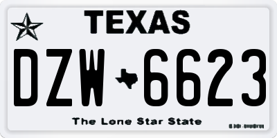 TX license plate DZW6623