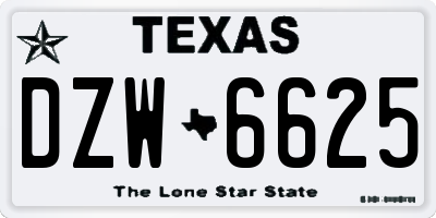 TX license plate DZW6625