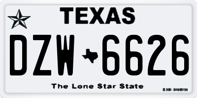 TX license plate DZW6626
