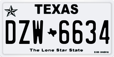 TX license plate DZW6634