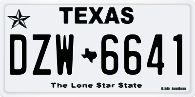 TX license plate DZW6641