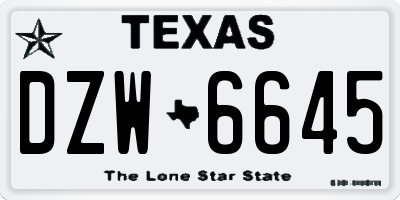 TX license plate DZW6645