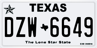 TX license plate DZW6649