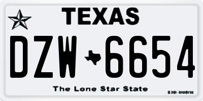 TX license plate DZW6654