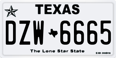 TX license plate DZW6665